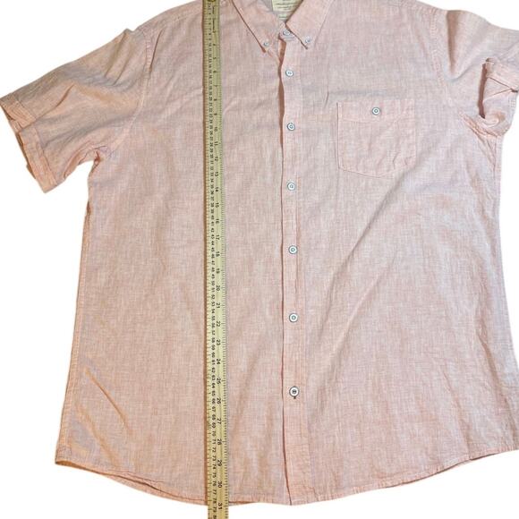 Weatherproof Vintage Men’s Short Sleeve Button-Up Shirt XL Pink Linen Blend - Picture 3 of 5